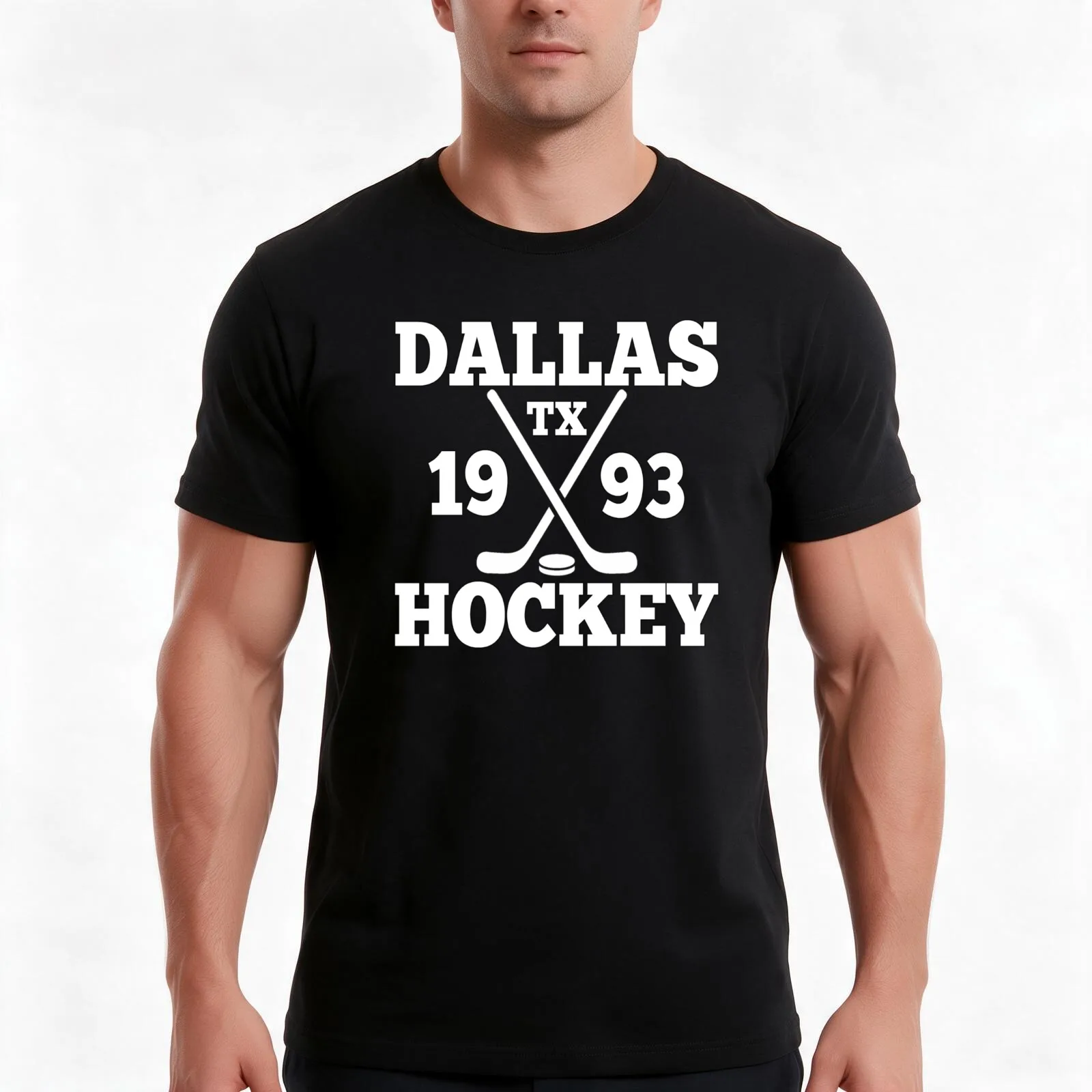 Texas Dallas Ice Hockey Sticks Star Gift T-Shirt, Summer Casual Cotton Tee, Oversized Streetwear Tops, Vintage Graphic Print