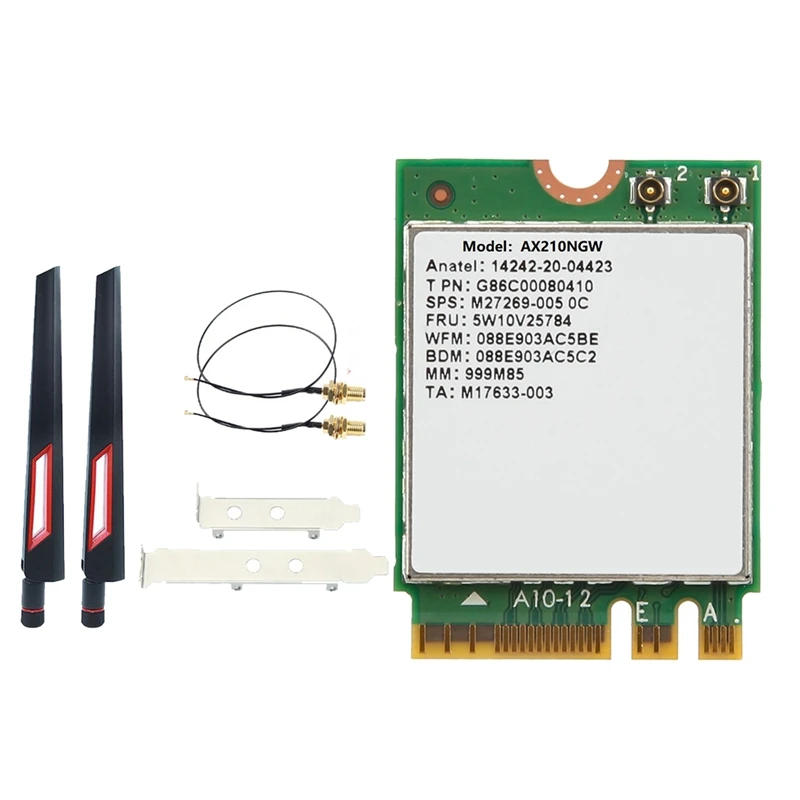 AX210 AX210NGW Wifi Card+Antenna WIFI 6E Bluetooth 5.2 2.4Ghz 5Ghz 3000Mbps M.2 Wireless Adapter 802.11Ax Network Card