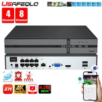 Detección facial H.265 8ch * 4K 4ch/8ch PoE grabador de vídeo en red vigilancia PoE NVR 4/8 canales para cámara IP HD 8MP 5MP