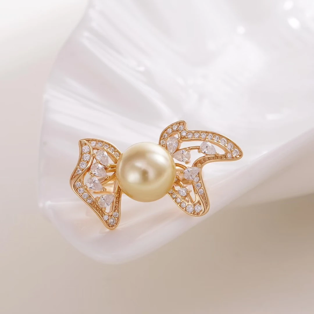 

Bow Knot S925 Sterling Silver Adjustable Finger Ring Mountings Base Setting Findings Jewelry Parts for 9-10mm Pearls 3pcs/lot
