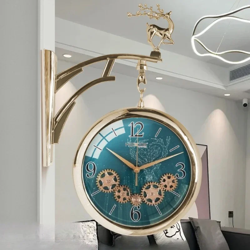 Double-sided Wall Clocks Living Room Creative Wall Watch Modern Simple Bedroom Silent Clock Luxury Home Decoration Accessories