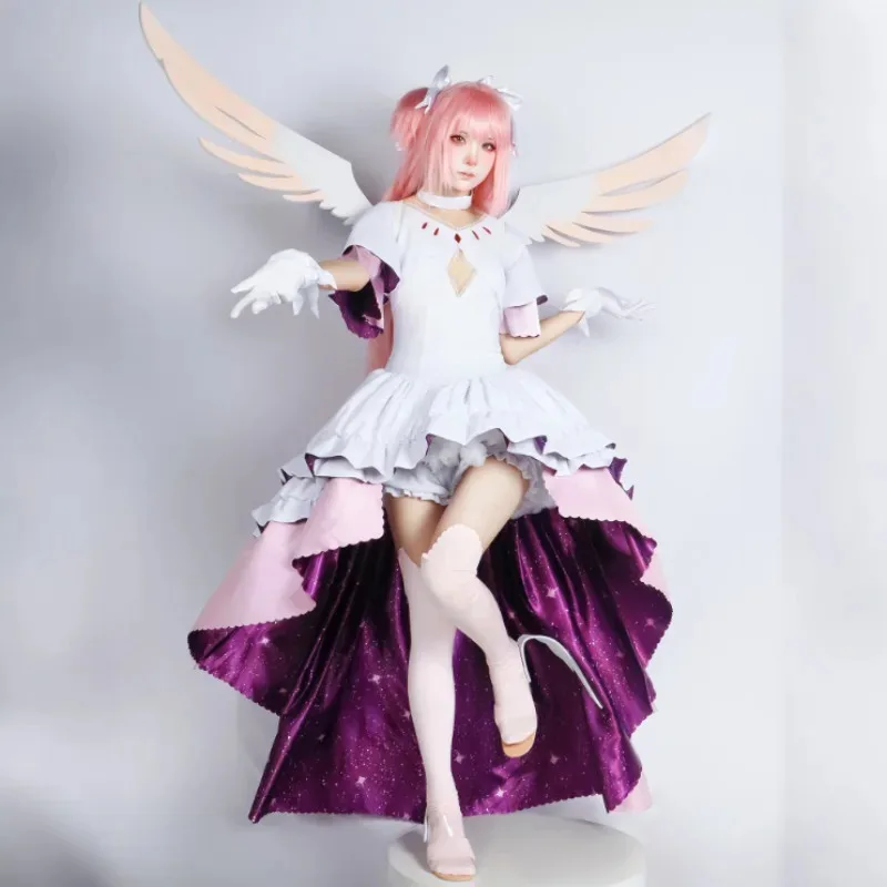 أزياء أنيمي Puella Magi Madoka Magica Kaname Madoka الذهبية التأثيرية أزياء المعركة الموحدة فستان الملاك ملابس الفتيات لحفلات الكرنفال
