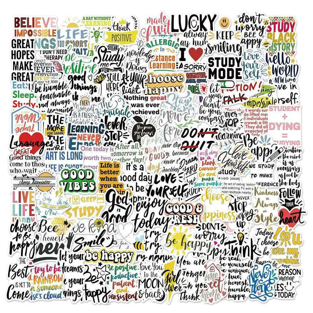 10/30/50/100pcs Colorful inspirational quotes graffiti Stickers For Suitcase Laptop Luggage Fridge Phone Car Styling DIY Decal