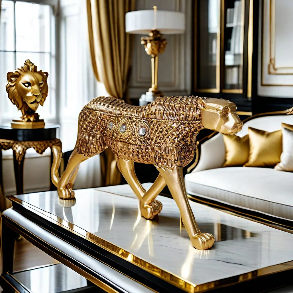 Resin Handicraft Ornaments Vine Woven Leopard Golden Cheetah Simulated Animal Sculpture Home Decoration Accessories