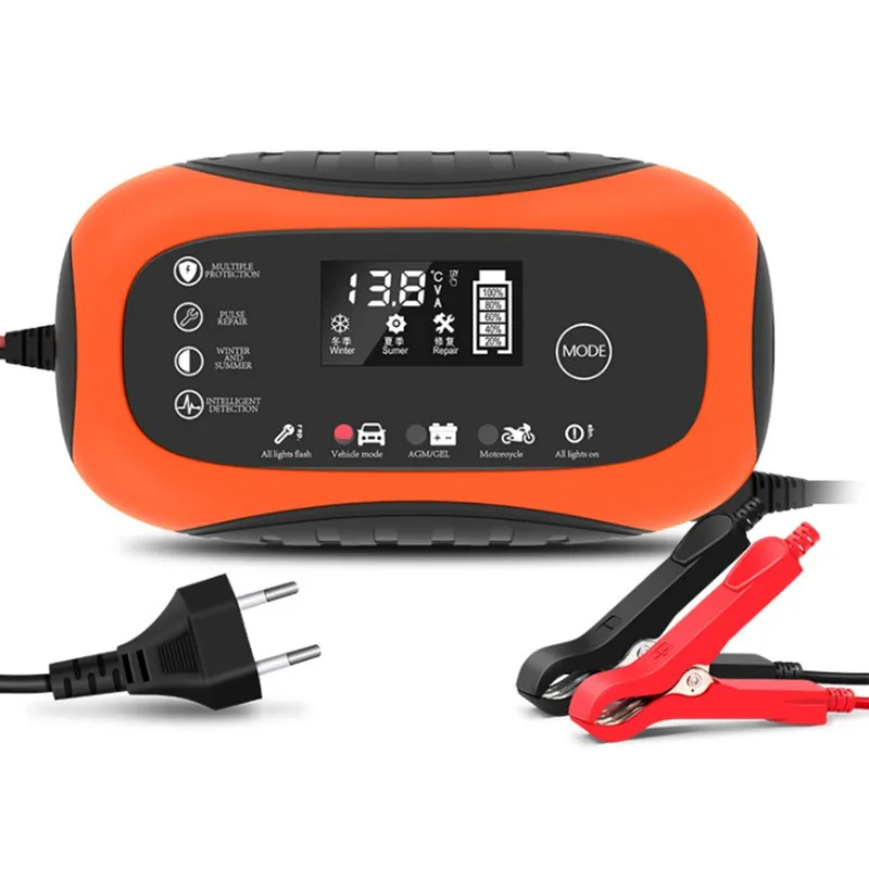 12V 6A Automotive Car Battery Charger Fast Charging LCD Display Smart Maintainer Electric Vehicle Lead Acid Battery For Motorcyc