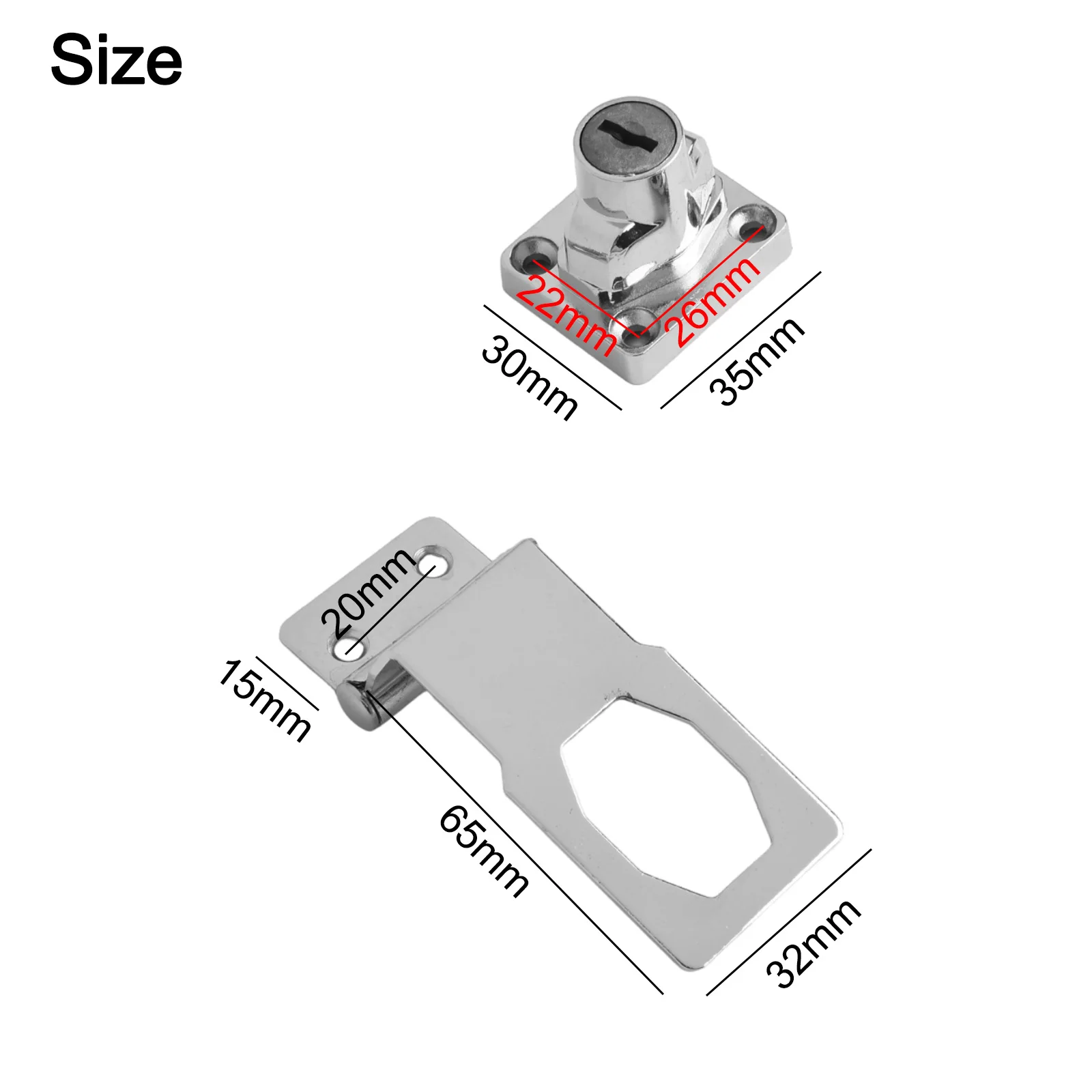Door Lock Metal Hasp Lock 2.5 Inches Cabin Door Lock Integrated Knob Mechanism Key Operated Lock Furniture Lock