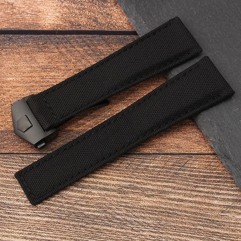 Pulseira de relógio de náilon + couro para tag heuer f1 pulseira de relógio para omega breitling substituir pulseiras 20mm 22mm pulseira de fecho dobrável