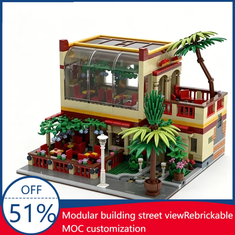 NEW 2563 Pcs Modular Breezway Cafe Custom Building Blocks City Scene Model Educational Assembly Toy For Collectors Birthday Gift