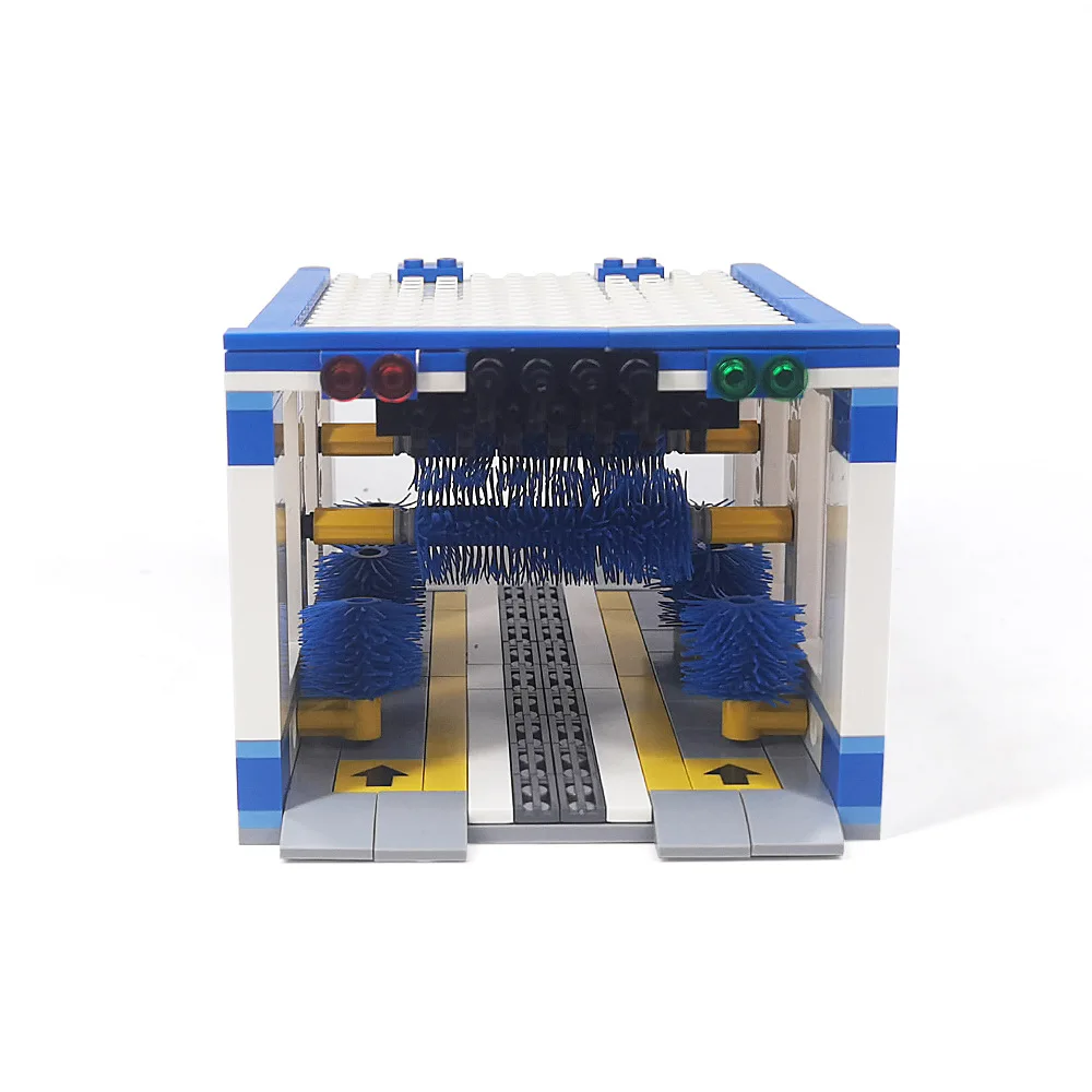 

Совместим с LEGO Автоматическая мойка автомобиля MOC Scene City Traffic Строительные блоки Парковка АЗС Наборы кирпичей
