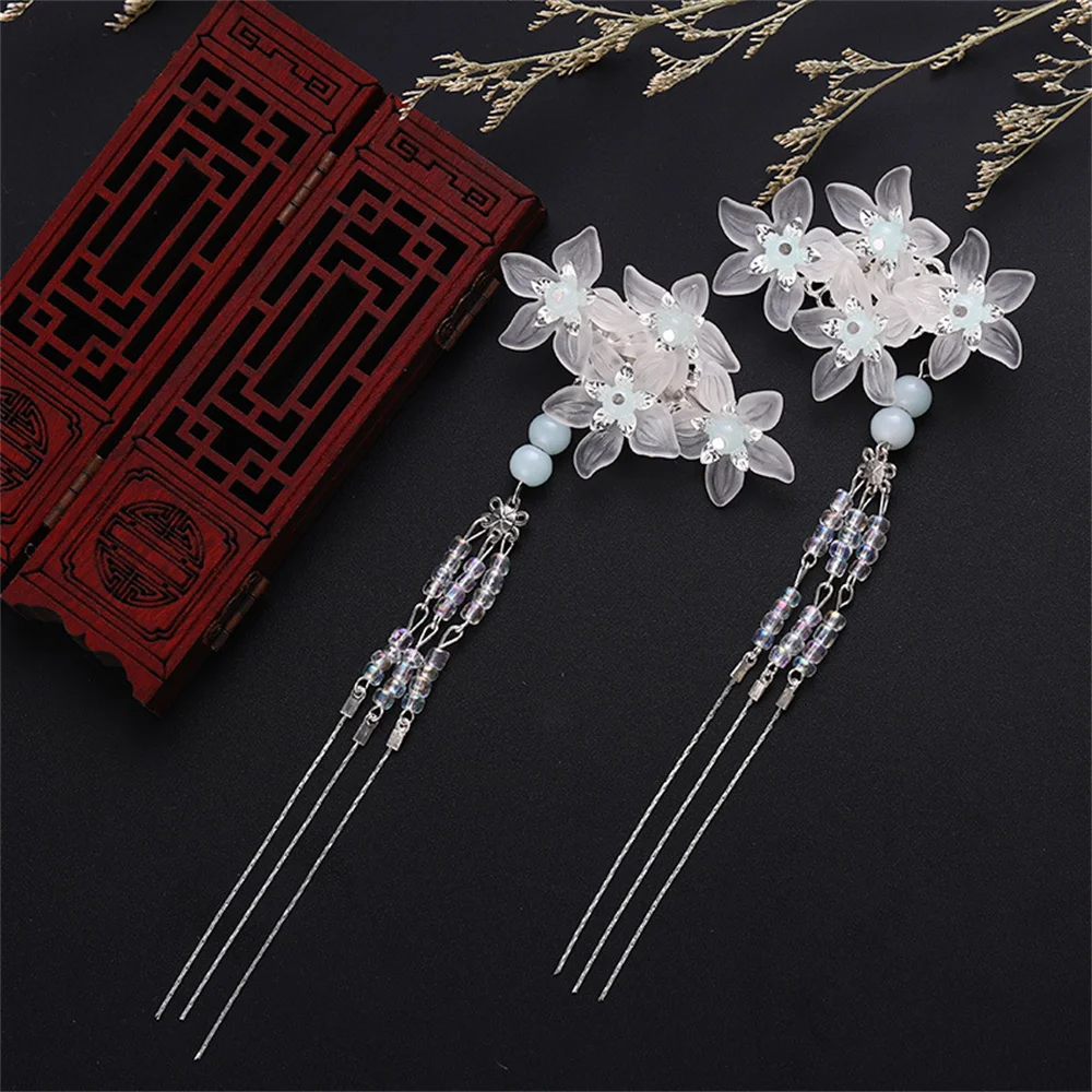 

2pcs Vintage Hair Clips Crystal Flower Tassel Hairpins Children Stage Styling Headdress Chinese Wedding Hair Accessories Jewelry