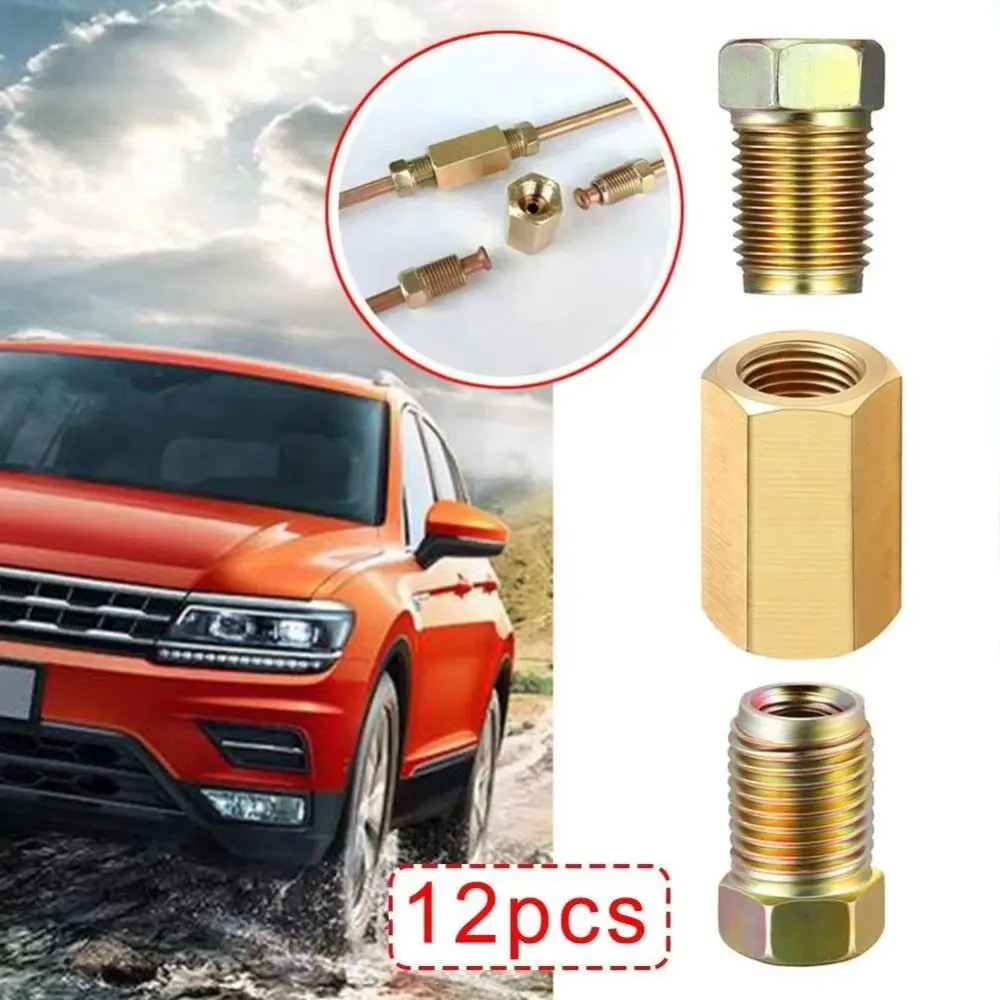 Fitting Assortment Brass Brake Line Fitting 3/8 Inch-24 Threads Hexagon Brake Hose Connector Inverted Flare Fitting