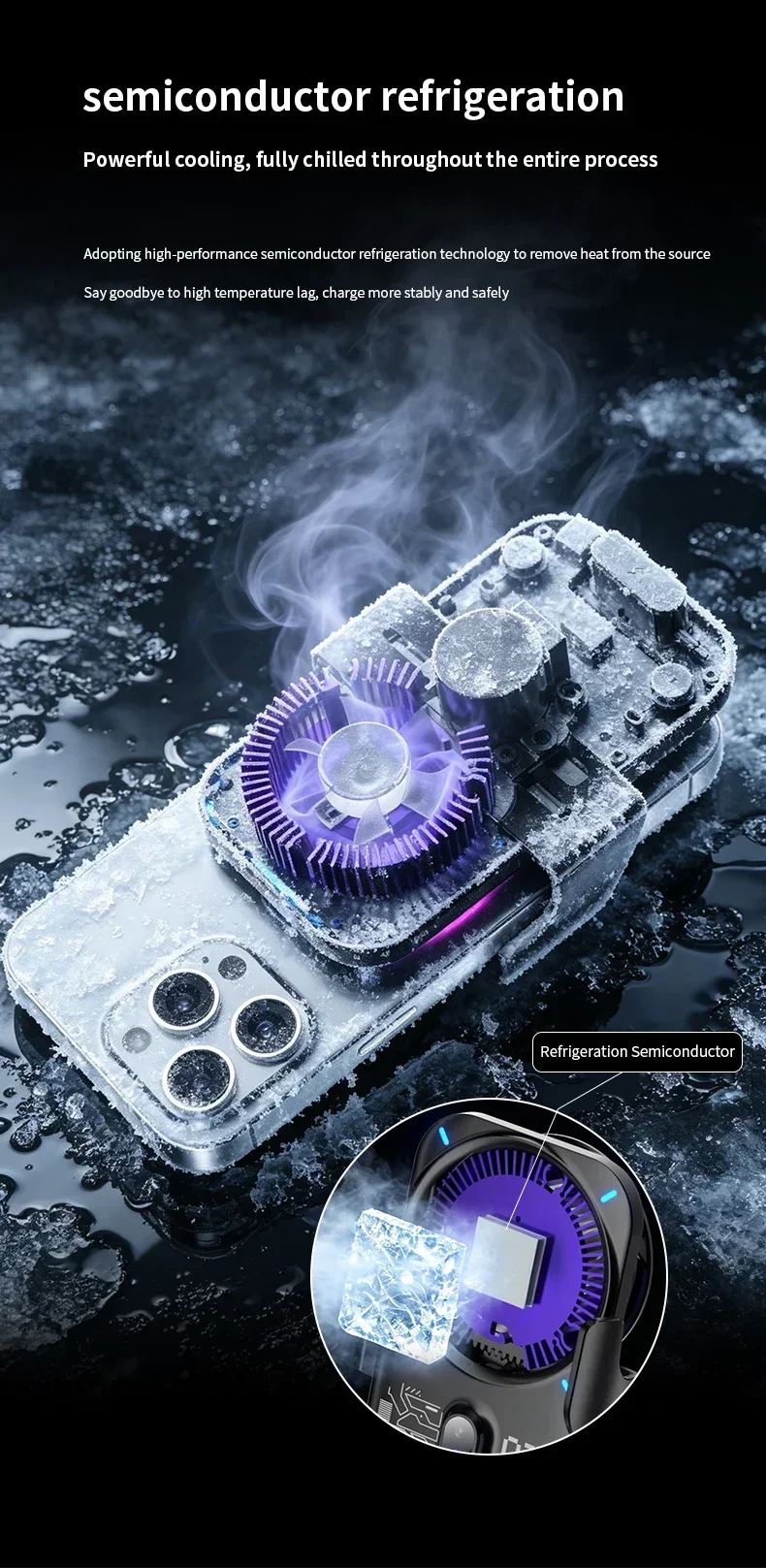 Magnetische & ICE-Kühlung RGB-Licht Qi2 25W Kabellose Ladestation Auto-Handyhalterung mit Induktion für iPhone 17 16 Samsung S26 S25 Ultra – Detail 5