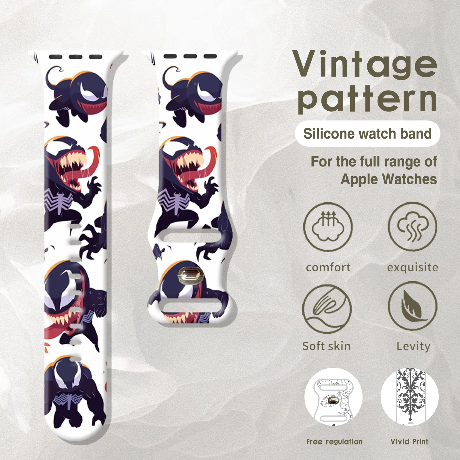 حزام بنمط كرتوني من سلسلة ديزني مناسب لساعة أبل 11/10/9/8 حزام سيليكون قابل للاستبدال IWatch49mm/46mm/44mm/42mm/41mm