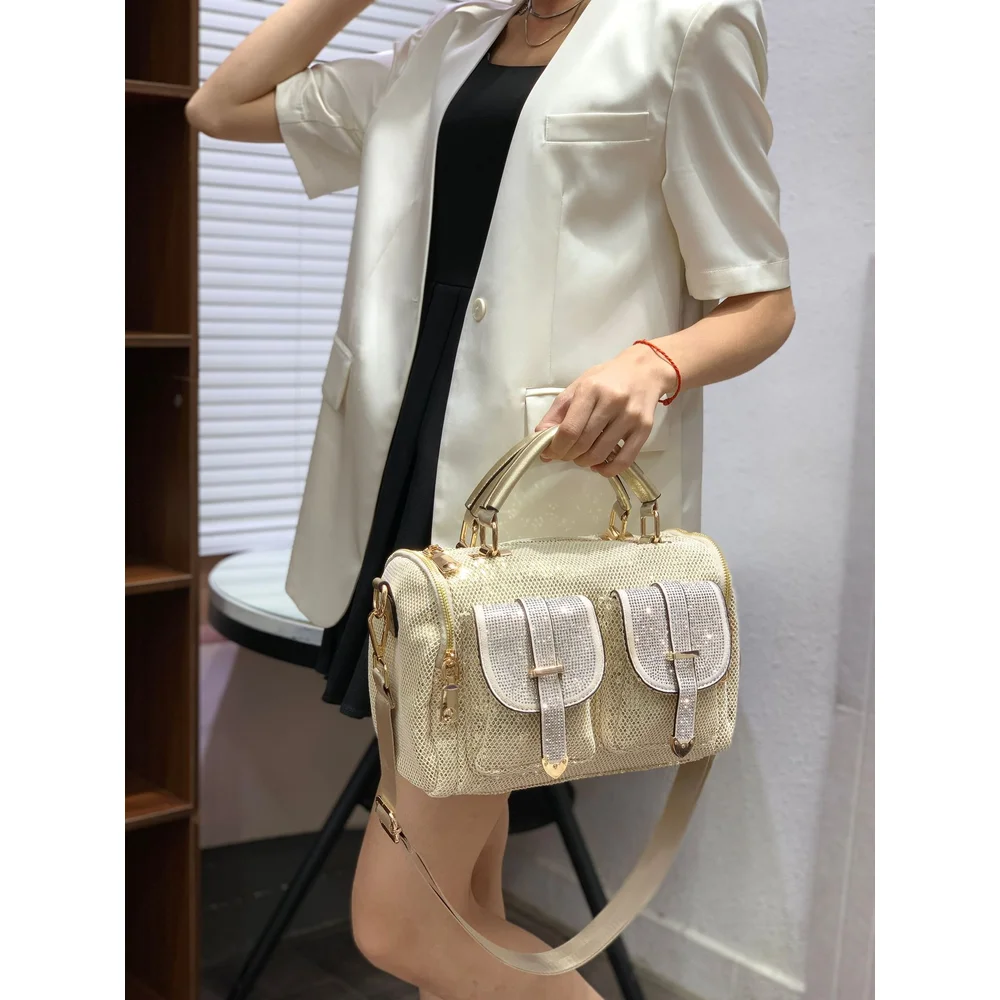 

Новая женская сумка 2026 года с пайетками и стразами, большая вместительная сумка через плечо, повседневная универсальная сумка для женщин