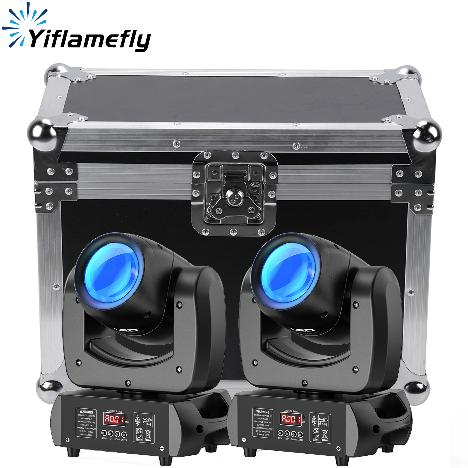 

Yiflamefly 2Pcs 100W LED Moving Head Lights With Flight Case DMX512 Beam Gobo Stage Lights&Airline Case Set For Club KTV Disco