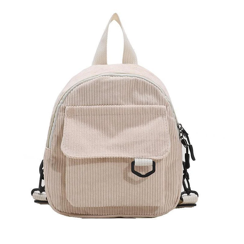 2023 Women\'s Fashion Mini Backpack Solid Color Corduroy Small Backpacks Simple Casual Student Bookbags Traveling Backpacks