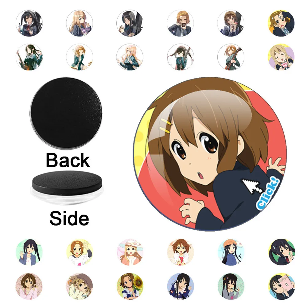 Anime K-ON! Hirasawa Yui Akiyama Mio Tainaka Ritsu Cosplay Glass Dome 25MM/40MM/50MM Magnetic Refrigerator Stickers Note Holder