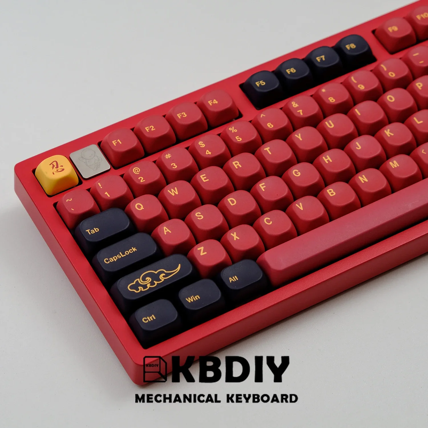 KBDiy GMK Keycaps PBT KOA Profile GMK Red Samurai Keycap for Mechanical Keyboard 130 Keys/Set Five-Sided Sublimation Similar MOA
