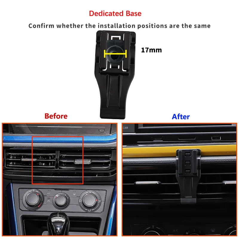 Gravity Car Phone Holder For Volkswagen VW Polo MK6 AW 2019-2023 Special Fix Bracket Base Support Smartphone Wireless Charging
