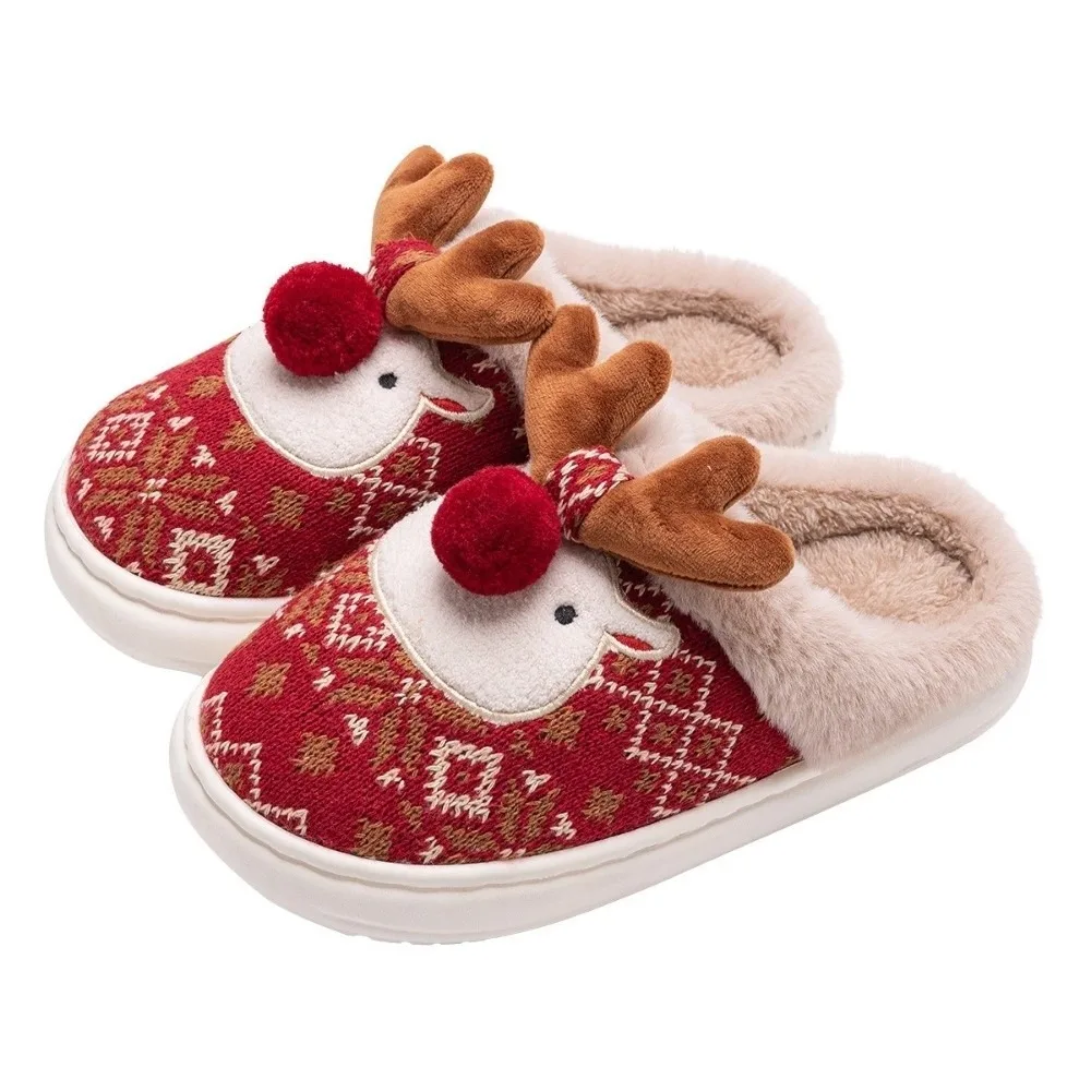 

Cotton Winter Women's Christmas Slippers Non-Slip Warm & Comfortable Christmas Deer Indoor Slippers