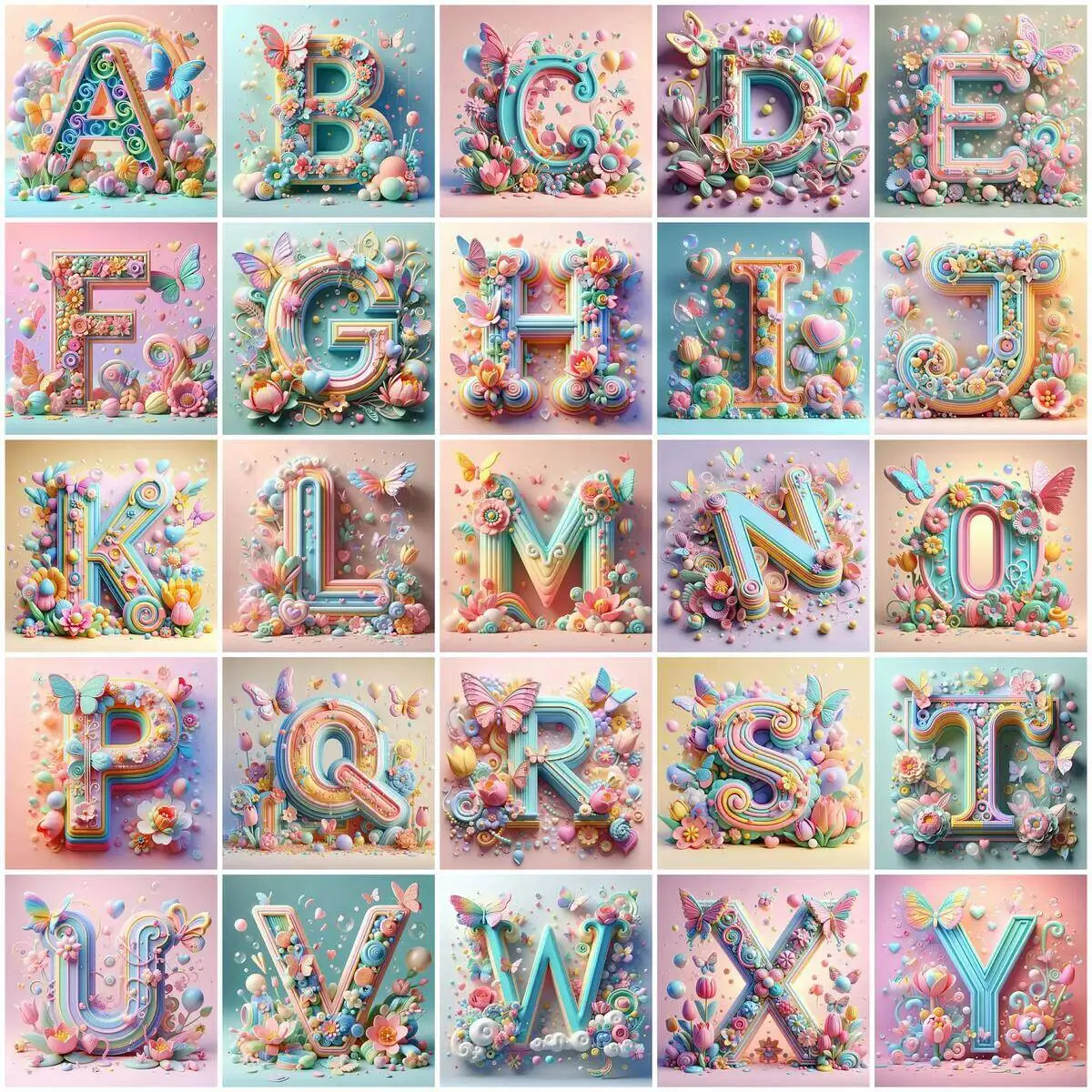 EverShine Diamond Painting Butterfly Animal Alphabet Diamond Embroidery Flower Heart 26 Letters Mosaic Valentine's Day Gift
