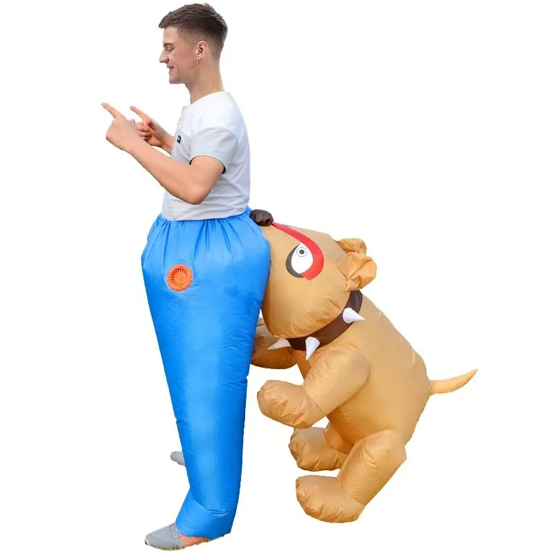 

Funny Dog Biting Buttocks Inflatable Half Body Costume for Halloween Carnival Party Decorations Gifts Spoof Inflate Walking Prop