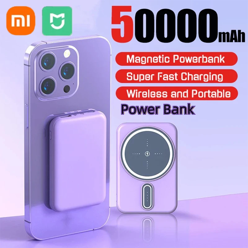 Xiaomi Mini Wireless Magnetic Power Bank 50000mAh Mobile Battery Lightweight Portable Accessory Super Fast Charger For IPhone