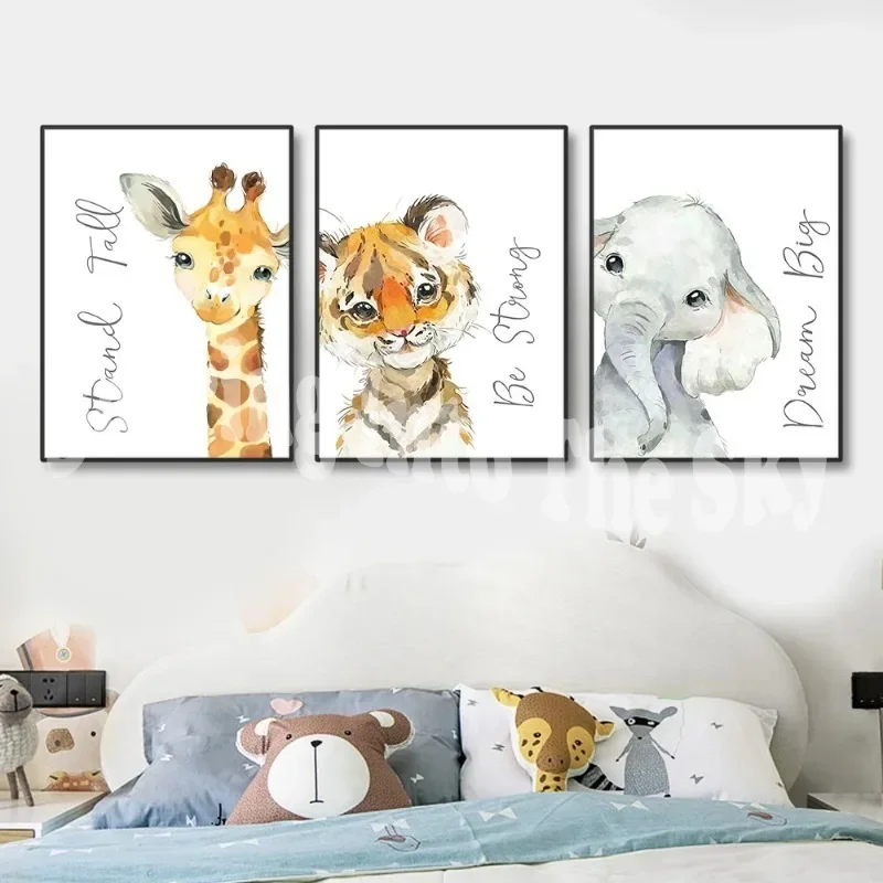 3pcs Gender Neutral Woodland Animal Posters Baby Room Wall Art Forest Animals Decorative Painting