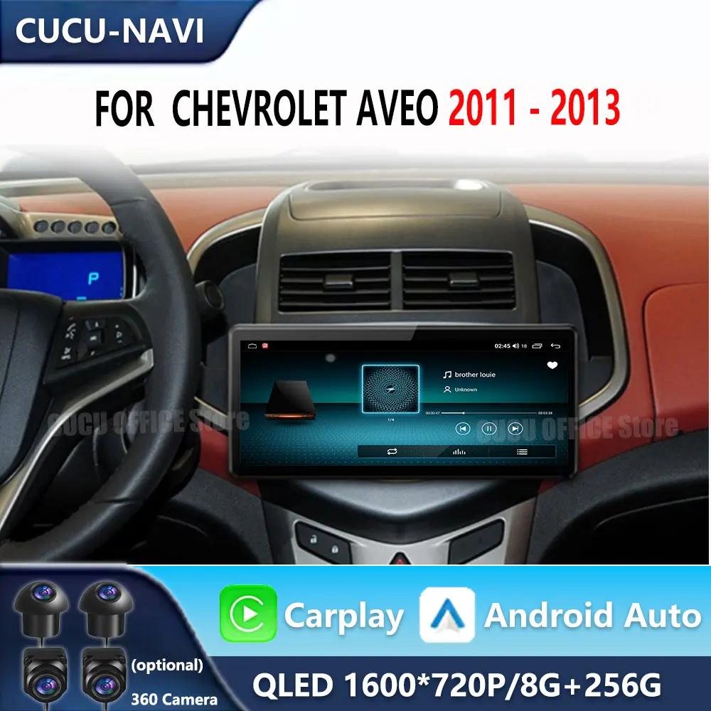 أندرويد 14 واي فاي أدوات Carplay اللاسلكية 10.33 "لسيارة شيفروليه أفيو 2011 - 2013 راديو السيارة الوسائط المتعددة مشغل فيديو الملاحة لتحديد المواقع