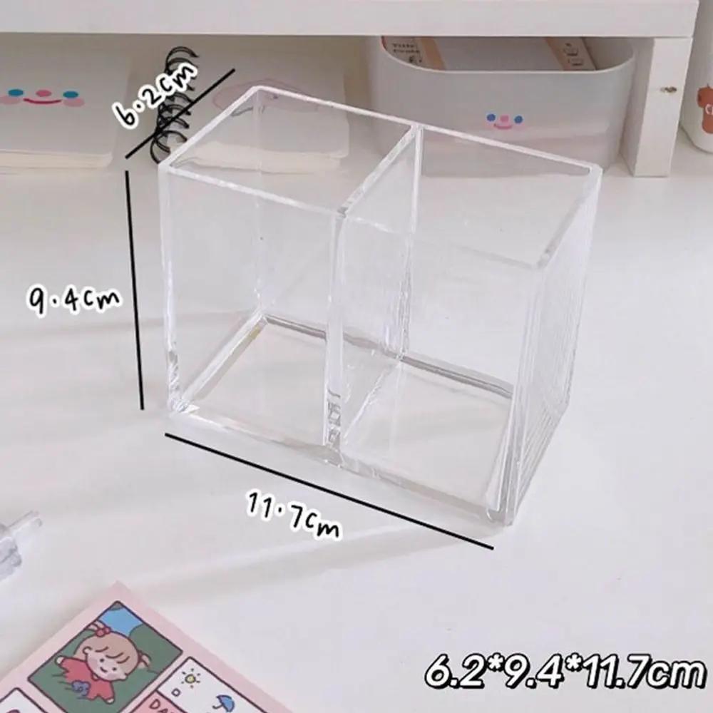 Imagem -05 - Porta-caneta Acrílico Transparente Rack de Armazenamento Square Pencil Rack Três Grade Maquiagem Prateleira Grande Capacidade Desktop Organizer