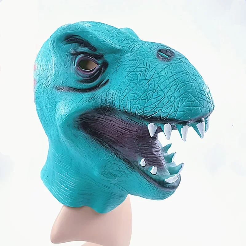 Novelty Halloween Dinosaur Mask Latex Raptor Animal Head Jurassic Movie Props Cosplay Costume Accessory Adult Toy