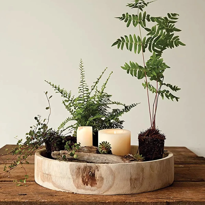 

Wood Circular Tray Living Room Coffee Table Storage Base Kitchens Accessories Organize Things for Kitchens Home Decorative Trays