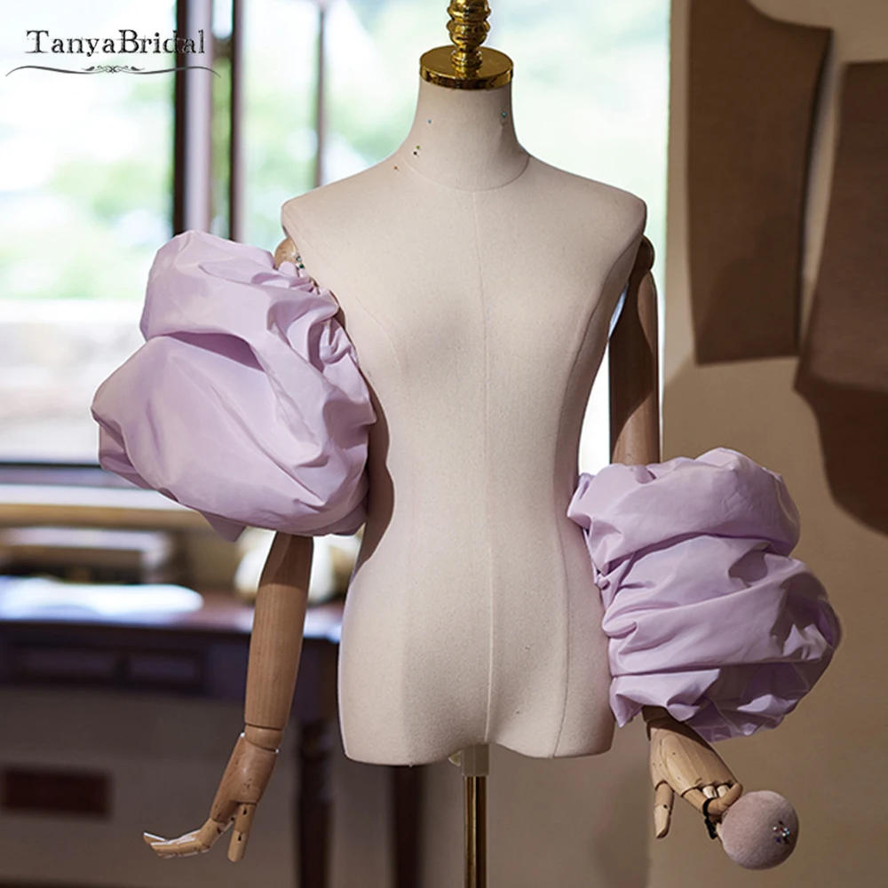 

Lavender Volume Detachable Sleeves ,Puffy Bridal Fingerless Gloves Chic DG327