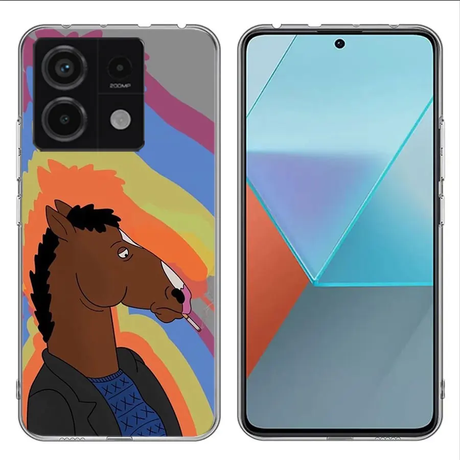 Cartoon B-BoJack Horsemans Clear Phone Case For Xiaomi Redmi Note 11 11S 11T 11E 10 10S 9 9S 9T 8 8T Pro 7 K70 K60 K20 TPU Patte