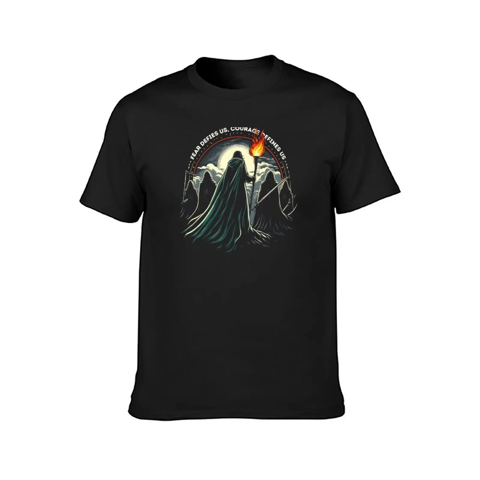 Fear Defies Us, Courage Defines Us - Epic Battle Scene - Fantasy T-Shirt blacks Short sleeve tee plain white t shirts men