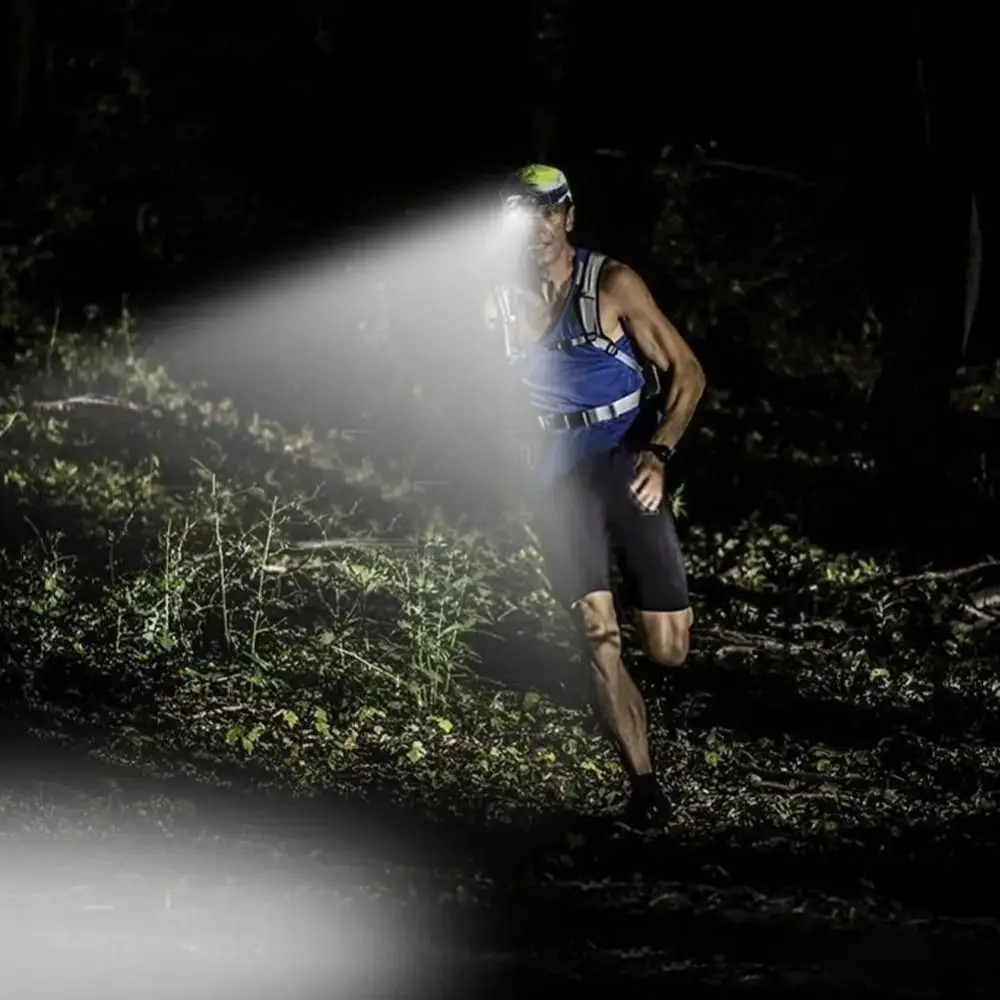 Linterna frontal con Zoom LED duradera, lámpara de cabeza de pesca compacta con Sensor, iluminación impermeable, faro para acampar al aire libre