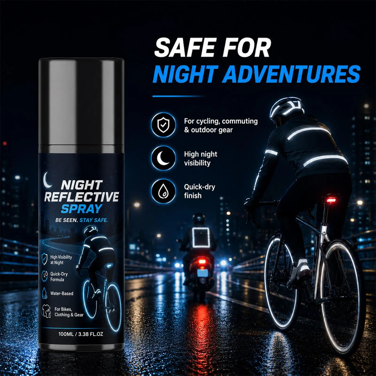 Reflective Spray For Nighttime Cycling 100ml Luminous Night Safety Spray Warning Signs Spray Paint For Outdoor Walking Running