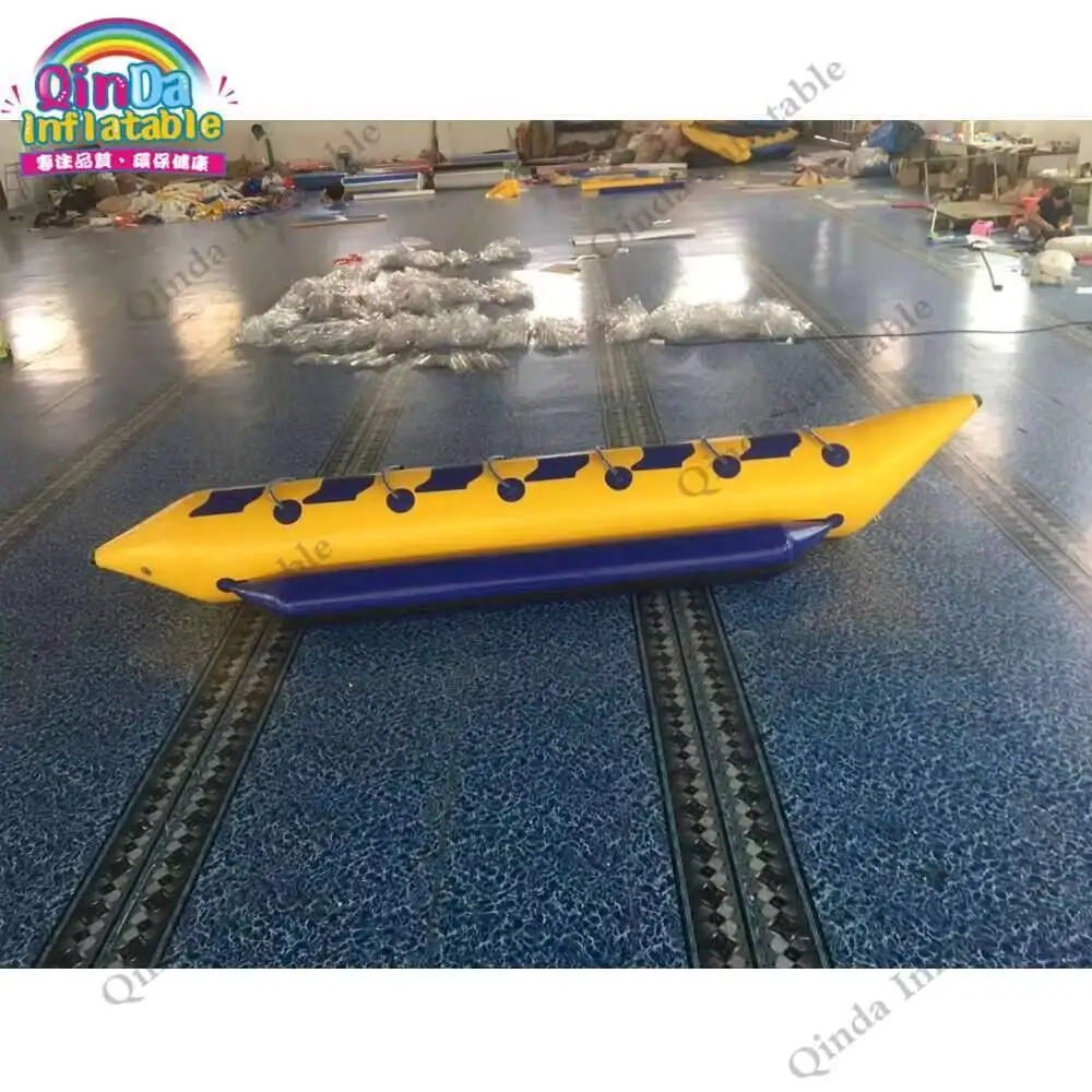Exciting Sport Games Flying Fish Water Boat 0.9mm Pvc Inflatable Banana Boat Float In Ocean