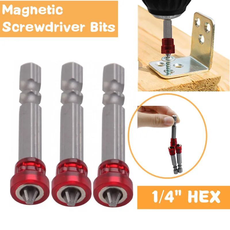 Magnetic Screwdriver Bit Head Cross-head PH2 1/4Inch Hex Shank Screwdriver Holder Ring Drywall Electric Screwdriver Tool