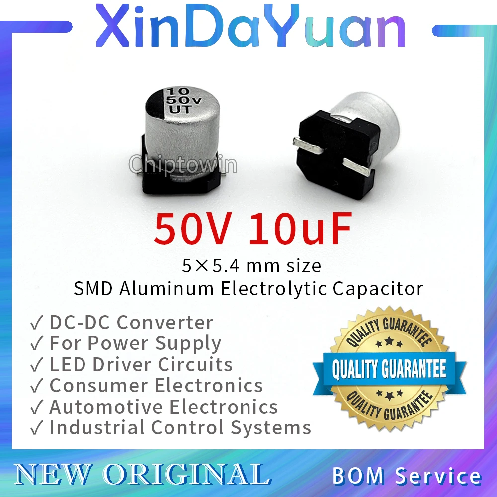 

50pcs 50V 10uF 5×5.4mm SMD Aluminum Electrolytic Capacitor Low ESR