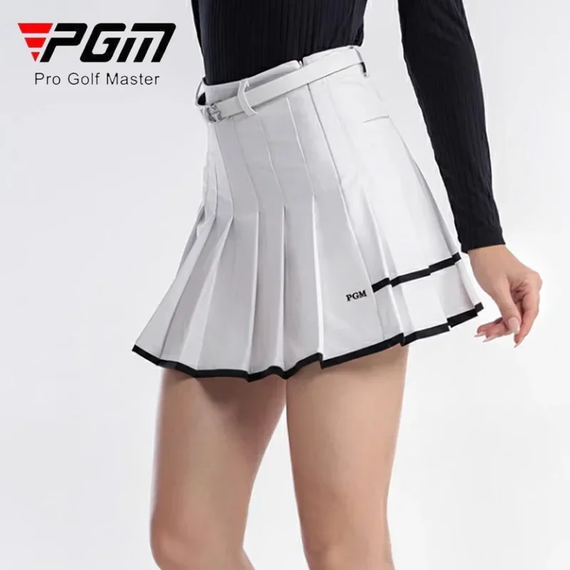 PGM Lady Patchwork Golf Skirt Women Pleated Sport Culottes Lady Slim A-line Golf Skirt Anti-light Casual Skort with Inner Short