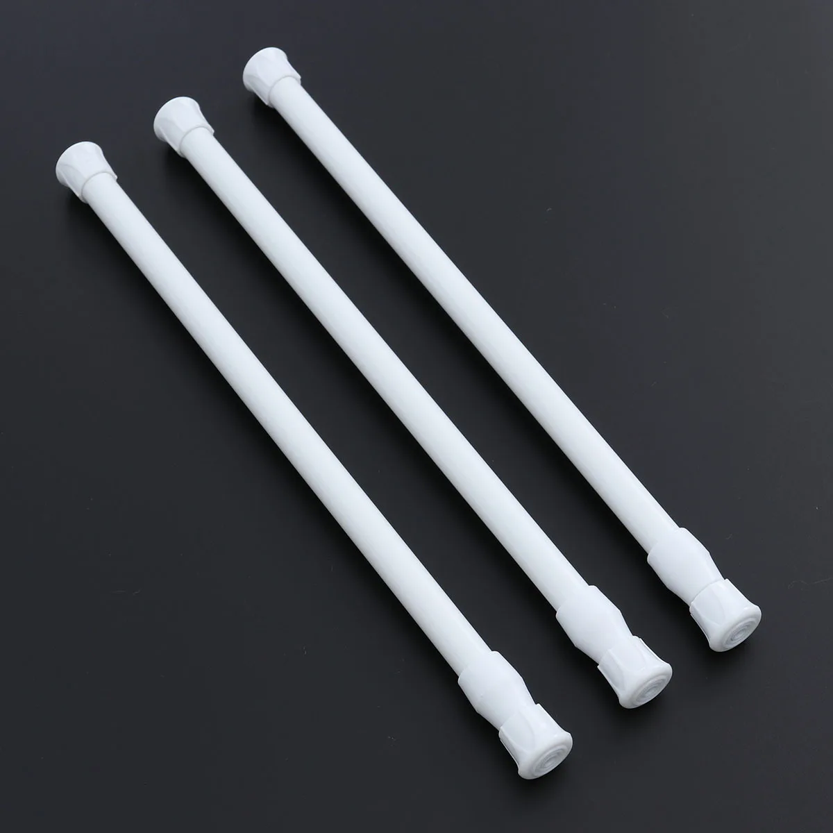 

3Pcs Extendable Spring Tension Curtain Rod Adjustable Width Cupboard Bars for Closet Clothes Coat Shoe Rack White 11.8-20 Inches