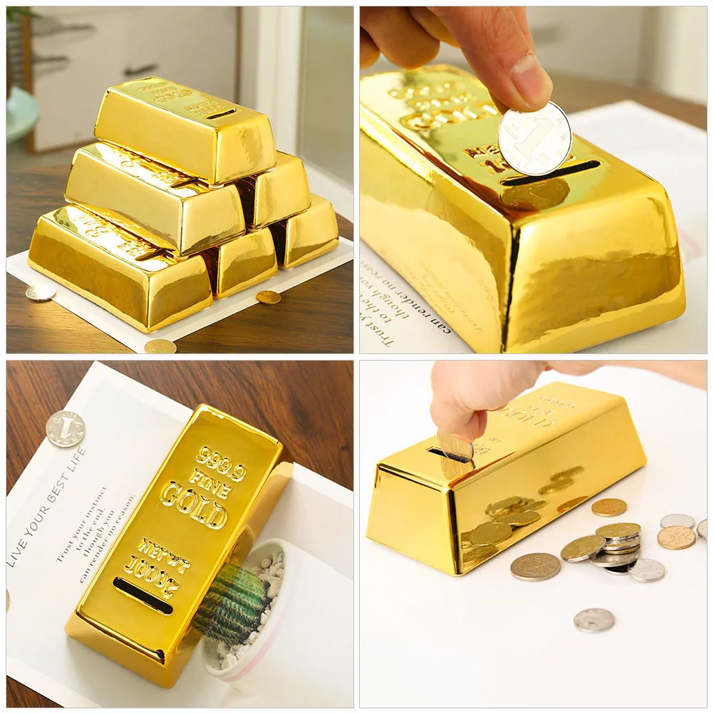 Ziegelform Sparschwein Kunststoff Münzglas für Kinder Geld sparen Gold Bar Simulation Design Home Decor Geschenk