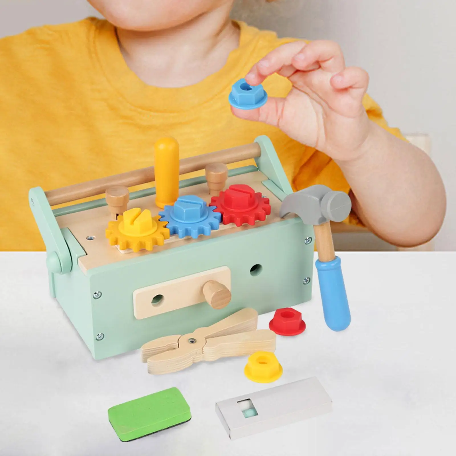 Wooden Play Tool Creative Pretend Play Birthday Gift Wooden Tool Bench Toy