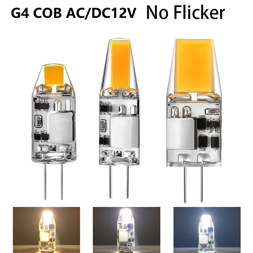 Top G4 LED Lamp Bulbs Crystal Sapphire Lamps 2W 3W 5W AC/DC12V LED COB Chandelier LED Light Source Silicone Bulb Home Lighting