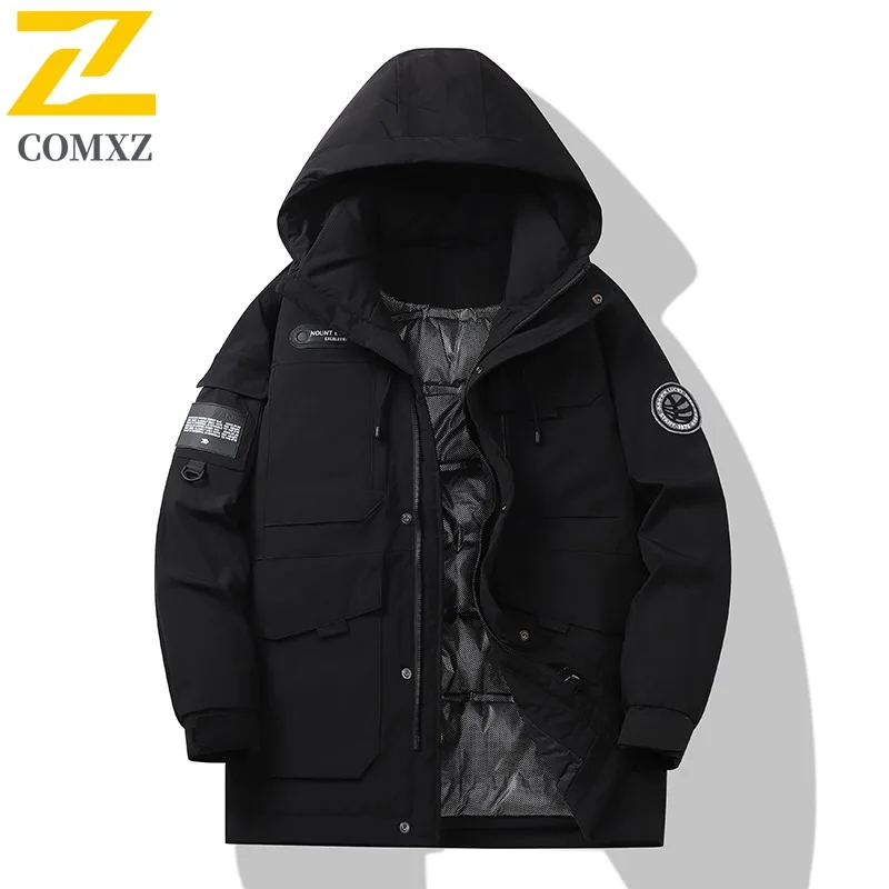 COMXZ الرجال الشتاء سترة 2025 الشتاء العمل استكشاف التنزه مقاوم للماء التخييم باركر معطف عالية الجودة تسلق سترات مبطنة