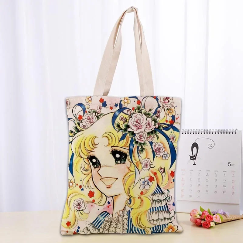 Custom Candy Candy Tote Bag Cotton Cloth Shoulder Shopper Bags for Women Eco Foldable Reusable Shopping Bags 0918