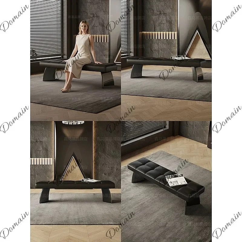 XX Italian Minimalist Genuine Leather Bed Bench Luxury Long Bench For Bedroom End-of-Bed Clothes Storage Dressing Room