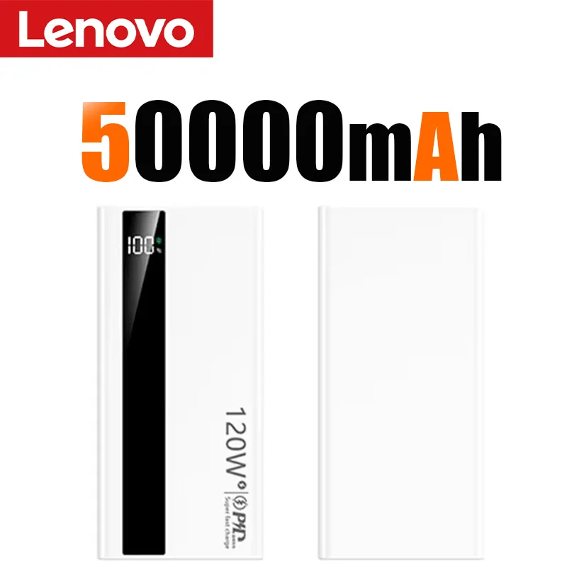 Lenovo 120W 500000mAh Power Bank Hoge capaciteit Supersnel opladen Draagbare externe batterij PowerBank voor iPhone Samsung 2026 Nieuw