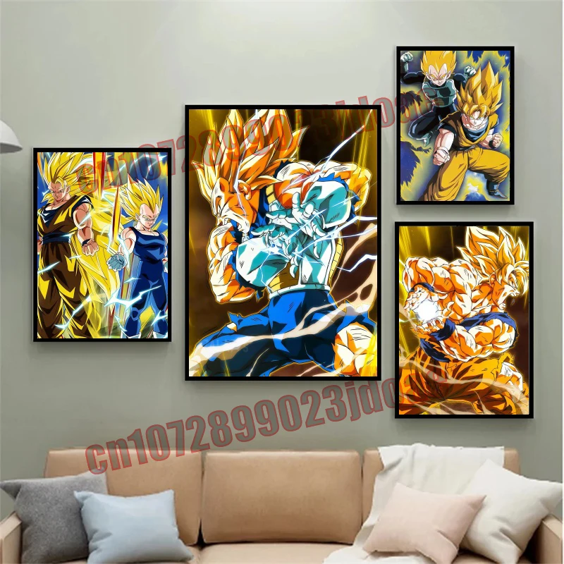 

Anime Dragon Ball Goku Vegeta Multiplayer Collection Poster Canvas Painting Frameless Mural Bedroom Decoration Oil Painting Gift